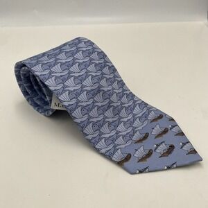 The Art Of MC Escher Mens 100% Silk Woven Neck Tie Blue Fish Boats New